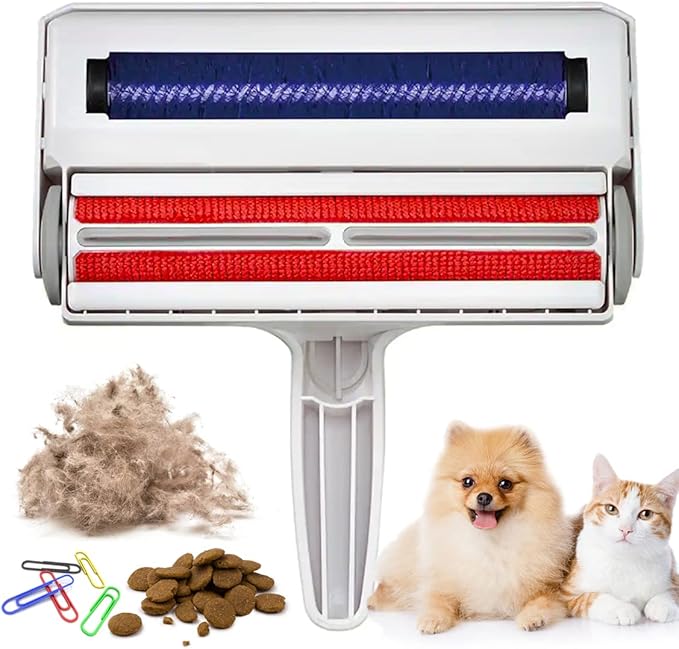 Nado Care Upgraded Pet Hair Remover and Dirt Remover for Furniture, Reusable Dog Hair Remover Roller for Dog & Cat, Self-Cleaning, Perfect Fur Remover for Couch, Carpet, Bed and Car and More (White)