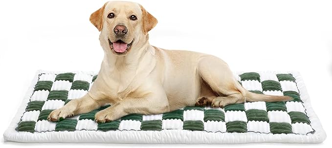 Dog Car Seat Cover for Back Seat, Plaid Backseat Pet Bed Mat, Non-Slip Travel Dog Bed for Backseat Extenders, 24.8" x 54", Green and White