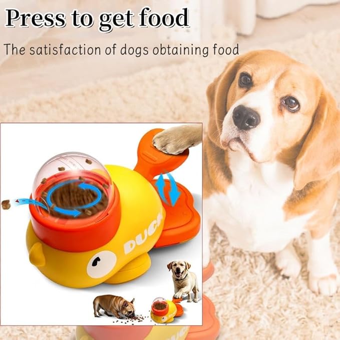 Dog Puzzle Feeder Interactive Duck Toy, Slow Food Dispensing Pet Feeder for Dogs, Anti-Slip Plastic Treat Dispenser, Mental Stimulation & Training Toy