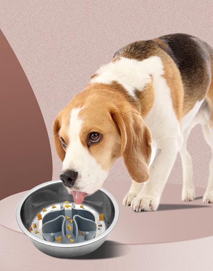 Slow Feeder Insert for Dogs & Cats, 3 Sizes Food-Grade Silicone Anti-Choking Puzzle Feeder, Non-Slip Suction Cup Design, Fits Most Bowls, Bloat Stop Pet Feeding Solution