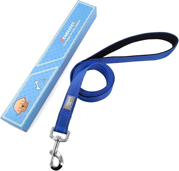 Dog Leash 6 FT Padded Handle Nylon Reflective Dogs Leashes for Large Dogs Blue