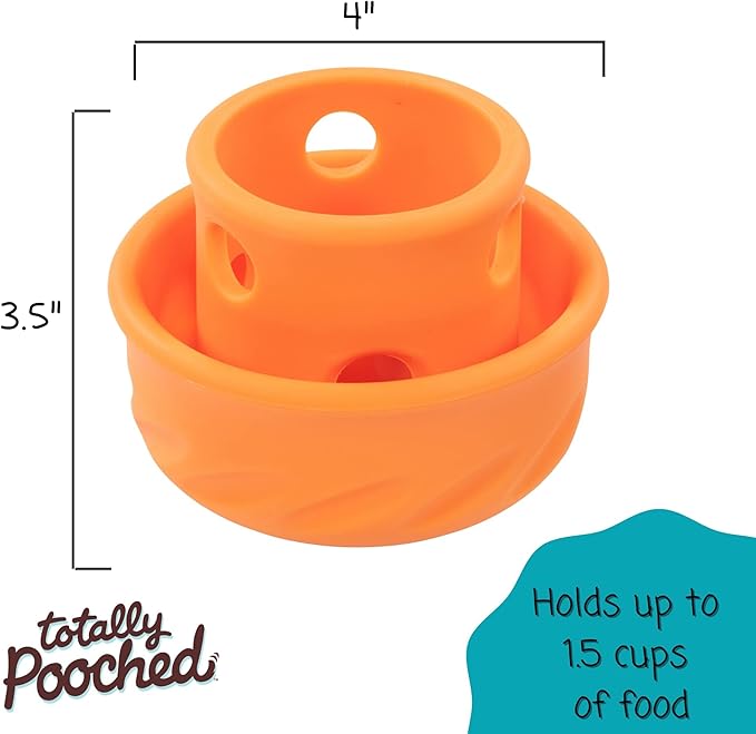 Messy Mutts Totally Pooched Puzzle 'n Play Mushroom | Stuffable Treat Toy for Dogs |Durable TPR | 3.25”” x 2.5” (Small) Dog Toy | Orange