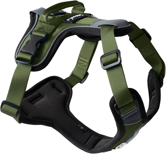 ShawnCo Basecamp Dog Harness, No-Pull Pet Vest with 3 Leash Clips, Padded, Reflective, Lightweight and Adjustable Harness with Handle for Small, Medium and Large Dogs (Olive Green, S)