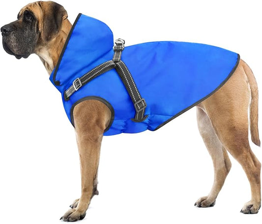Mosucoirl Dog Raincoat Waterproof Dog Hoodie Reflective Doggie Raincoat Hooded Adjustable Rain Jacket for Small Medium Large Dogs Puppies Doggie Black Red Yellow Green (Blue, XXL)