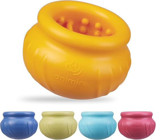 Wobbly Dog Enrichment Lick Toy, Stuffable Frozen Lick Bowl to Keep Dogs Busy, Long-Lasting Interactive Treat Dispensing Dog Toy, Silicone Fetch Catch Chew Toy(Orange,S)