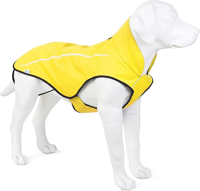 Mile High Life Dog Raincoat, Adjustable Waterproof Reflective Rain Jacket for Small Medium Large Dogs, Lightweight Breathable Pet Rain Coat with Leash Hole(Yellow,M Chest 26-32")