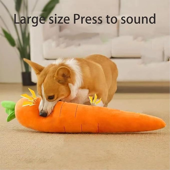Giant Carrot Dog Toy, Dog Calming Carrot, Sturdy Plush Multi-squeaks Toys, Cute Stuffing Chew Boredom Toys for Indoor Small Medium Large Dogs (2)
