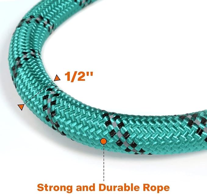 Taglory Rope Dog Leash 5 FT with Comfortable Padded Handle, Highly Reflective Threads Leash for Medium Large Dogs, 1/2 inch, Turquoise