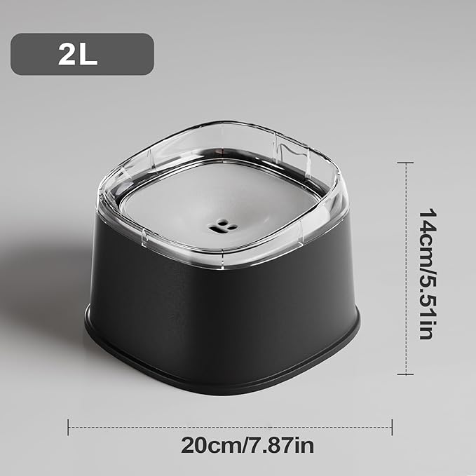 Spill Proof Dog Bowl, Slow Drinking Pet Dish, 2000ml Large Capacity Water Dispenser with Material, Puppy Kitten for Hydration Tool, Indoor Outdoor Accessory Stable Design, Travel Gear for Home Vehicle