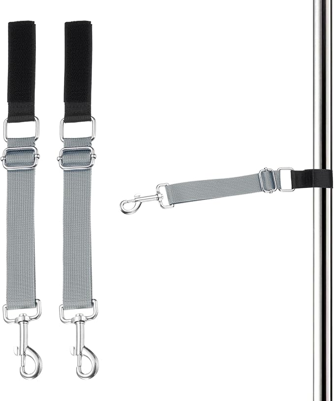Dog Grooming Loop, Dog Grooming Harness Table Arm Accessories Adjustable Secure and Stable Extender Bathing Restraint Leashes (Gray, 2 Pcs), for Pet Bathing
