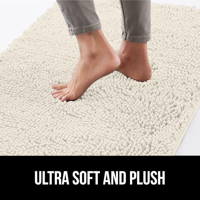 GORILLA GRIP SoakSTOPPER Dog Door Mat, 30x20 Machine Washable Rug Absorbent Doormat Captures Moisture Mud Dirt, Quick Dry Soft Chenille Entryway Rugs Indoor Entrance Mats for Dog Paws, Cream