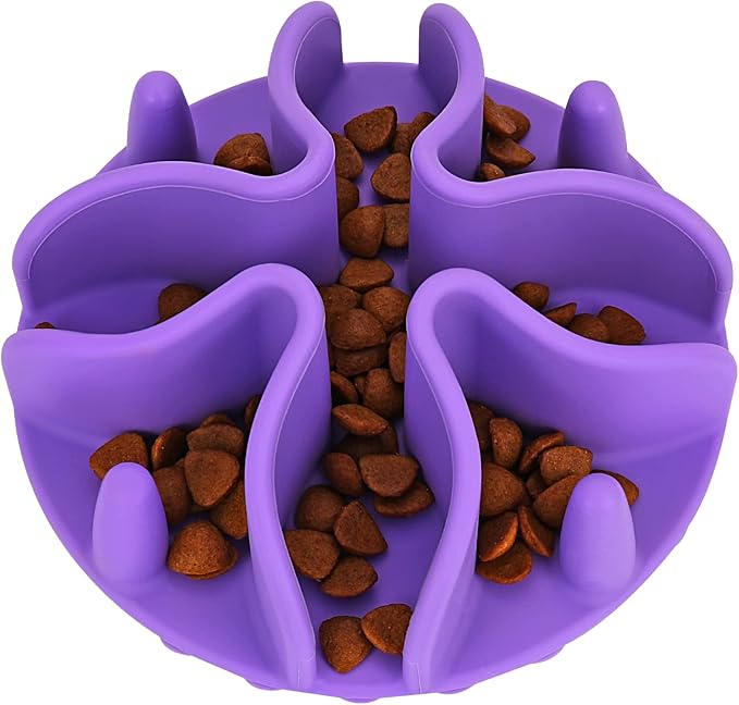 Slow Feeder Insert for Dogs & Cats, 3 Sizes Food-Grade Silicone Anti-Choking Puzzle Feeder, Non-Slip Suction Cup Design, Fits Most Bowls, Bloat Stop Pet Feeding Solution