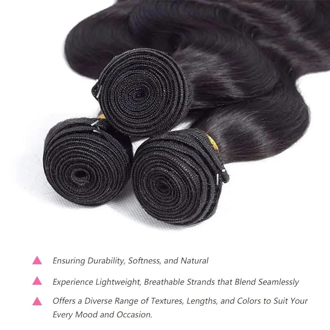 Selina 3 Bundles Human Hair 24 24 24 Inch Brazilian Body Wave Bundles 300g Remy Hair Natural Black Color (24 24 24Inch, Body Wave)