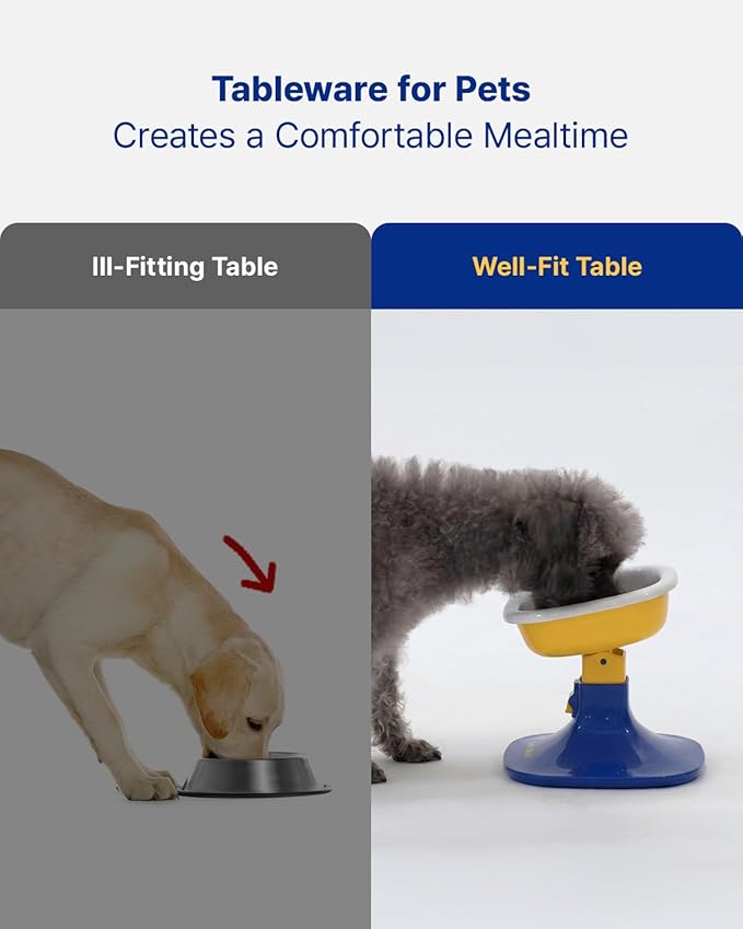 PETHROOM Well Fit Elevated Dog Bowl Stand – Adjustable Height 4.5–7.4 in with 0–22° Tilt, Stable Non-Slip Feeding Stand for Dogs & Cats, Bowl Not Included, Beige