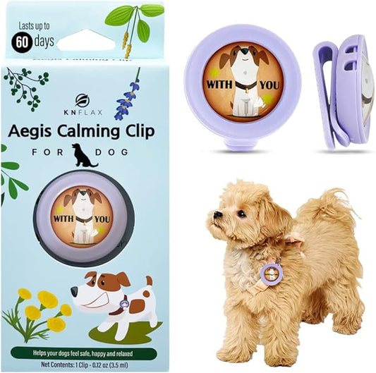 KN FLAX Aegis Calming Clip for Dogs, Anxiety Relief Pheromone Diffuser [Made in Korea], Lasts 60 Days, Reducing Stress During Loud Noises and Separation for All Small, Medium and Large Dog (with U)