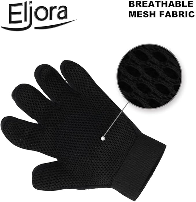 Pet Grooming Glove & Dematting Comb Set – Anti-Slip Handle Deshedding Comb+ Gentle Massage Glove (Pair) for Dogs & Cats – Removes Loose Hair, Mats & Tangles – Safe, Effective Grooming