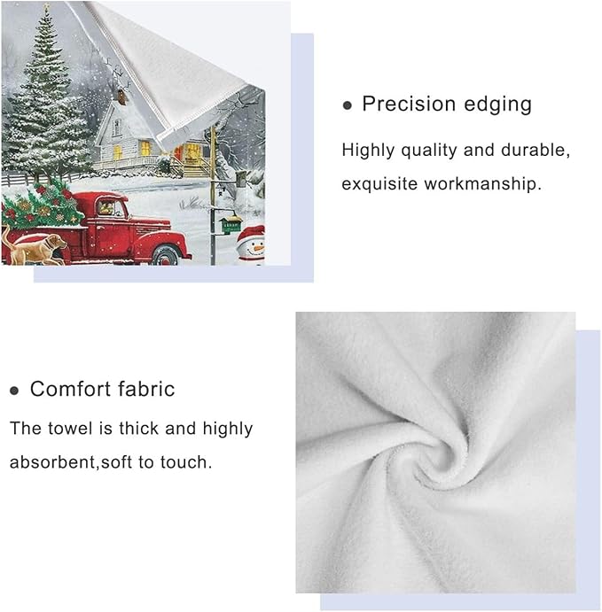 Pfrewn Red Xmas Tree Truck Winter Snowflake Dog Towels Set of 3 Christmas Winter Bathroom Towel Soft Absorbent Bath Hand Towels Washcloth Guest Towel Sets Merry Christmas Xmas Bathroom Decor Gifts