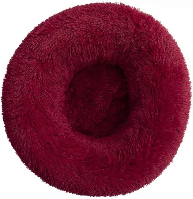 Anxiety Relief Dog Bed - Mr Fluffy Friend Anti-Anxiety Original Calming Plush Pet Bed for Chewing, Crate Training & Thunderstorm Stress (A-Red,M-60CM)
