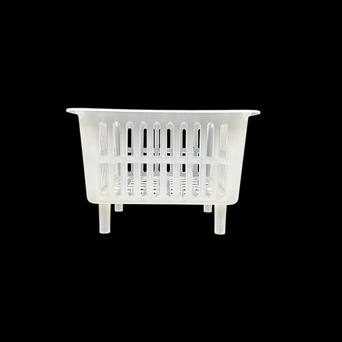 YDB Storage Plastic Drain Basket with Feet for Sorting Live Fresh Shellfish Oyster Abalone Scallop Geoduck Clams Mussels or Garden Harvest 4PCS (White)