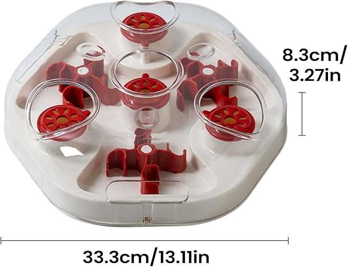 Dog Treat Puzzle - Slow Feeding Game, Sliding Treat Dispenser Toy, Motivating Food Plate | Entertaining Home Play Boredom Relief Puppy Kitten Medium Large Breed Interactive Training Feeder