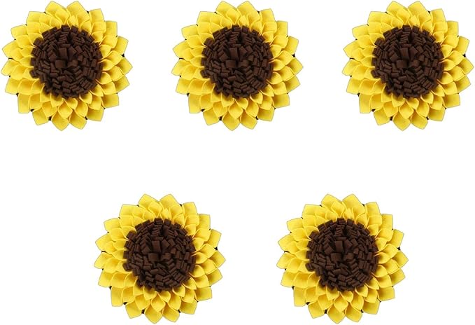 Dog Interactive Puzzle Feeders Slow Feeding Toy Sunflower Shape Improving Intelligence for Puppies Snuffle Small Puzzle Foraging Large with Fixing Handle