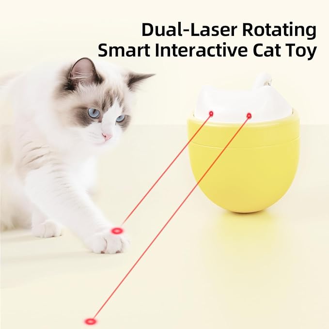 Automatic Laser Cat Toy for Indoor Cats, Interactive cat Toy with Dual Rotating Beams 3 Modes Random Trajectory Motion Activated USB Rechargeable Cat Toys for Bored Indoor Adult Cats Kittens