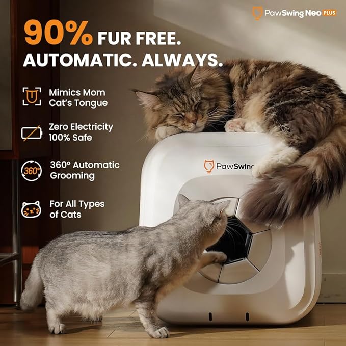 Cat Self Groomer Plus for Hairball Control and Shedding Relief 360° Skin Friendly Brush Pet Hair Remover Gentle Self Cleaning Automatic Fur Collection Grooming House for Middle Large Cats