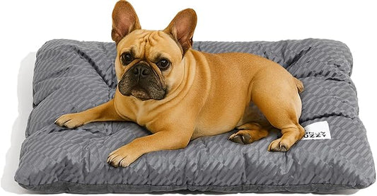FUNNY FUZZY 30x20 Washable Dog Bed Crate Mat, 2 in1 Pet Pillow Sleeping Bed, Fluffy Deluxe Kennel Mattress for Medium Dog and Cat,Charcoal Grey,M