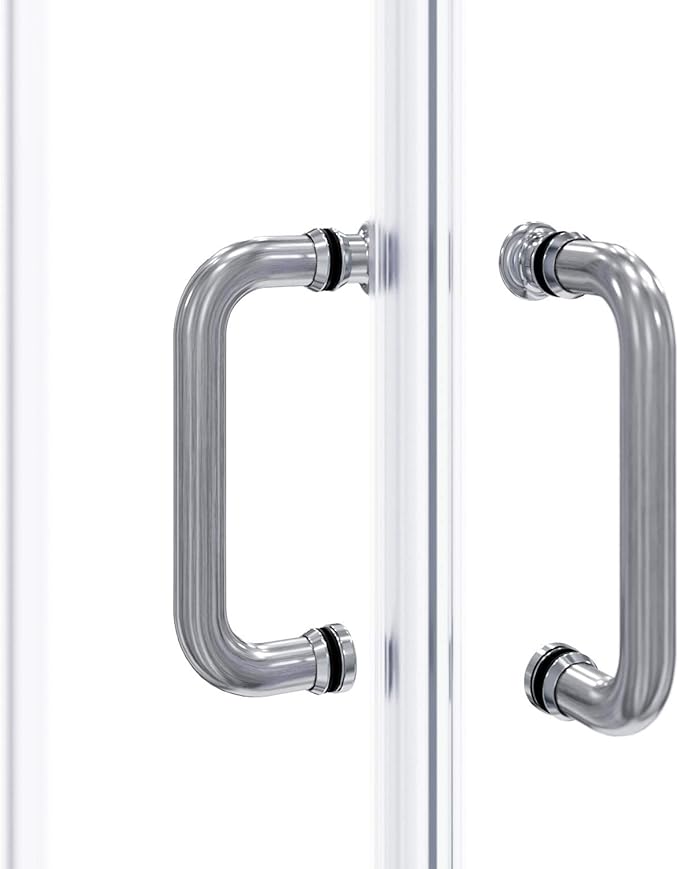 ELEGANT Corner Shower Enclosure 34'' D. x 34'' W. x 72'' H., Double Sliding Shower Door with 2 Stationary Panels, Shower Enclosure with 1/4'' Clear Glass, Brushed Nickel (Shower Base Not Included)