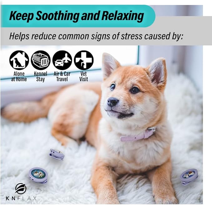 KN FLAX Aegis Calming Clip for Dogs [2 Pack], Anxiety Relief Pheromone Diffuser [Made in Korea], Lasts 60 Days, Reducing Stress Loud Noises and Separation for All Small, Medium and Large Dog (Love U)