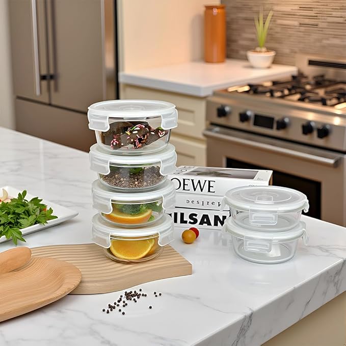 4PC Square Glass Containers With Lids (transparent)