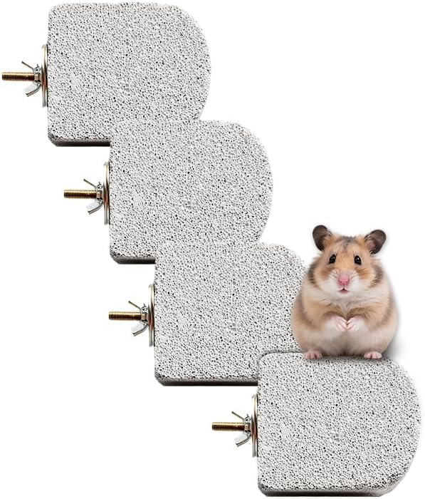 4 Pack Medium Size Lava Ledge for Small Pets - Chinchilla, Hamster, Parrot - Grinding & Jumping Platform in Gray