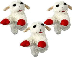 HDP Lambchop Plush Dog Toy 10" with Squeaker Color:White Size:Set of 3