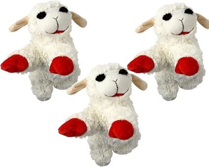 HDP Lambchop Plush Dog Toy 10" with Squeaker Color:White Size:Set of 3