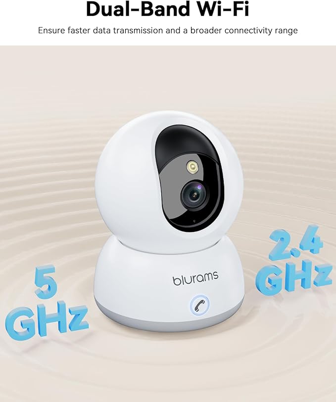 blurams 4K Indoor Cameras for Home Security, 360° PTZ Pet Camera with Phone App, One-Touch Call, Free Human/Pet/Motion/Sound/Cry Detection, Dual-Band WiFi 6, Work with Alexa