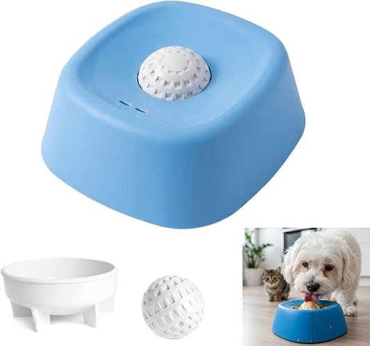 Interactive Slow Feeder Dog Lick Bowl for Liquid Treats Anti-Slip Ball-in-Bowl Design for Anxiety Relief Boredom Reduction, 3/4 Cup Capacity for Wet Food Yogurt More Ideal for Small Breeds