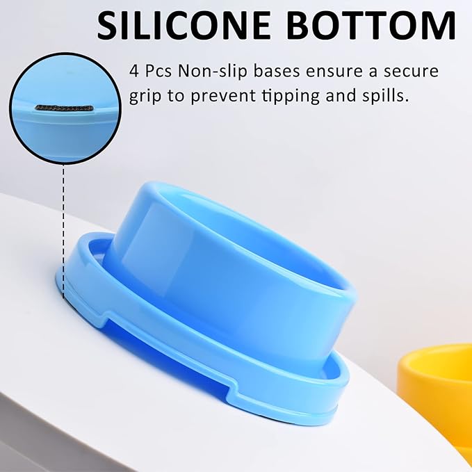 2pcs Dog Bowls Pet Cat Puppy Food Bowls Plastic Round No Spill Water Food Feeder Dish Colorful Feeding Eating Bowls