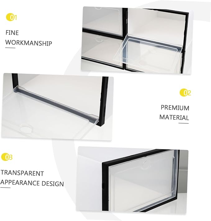 Garneck 4pcs shoe box sneaker cabinet shoes case shoe display case shoe storage containers sneaker containers Stackable Shoe Storage Rack clear Organizer white plastic men and women drawer