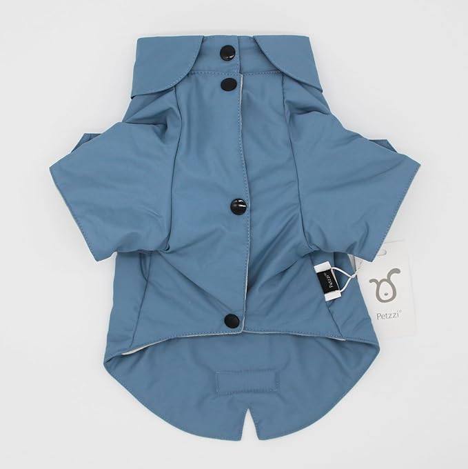Pet Dog Puppy Cat Clothes Trench Coat Jacket - Theodore (Medium, Blue)