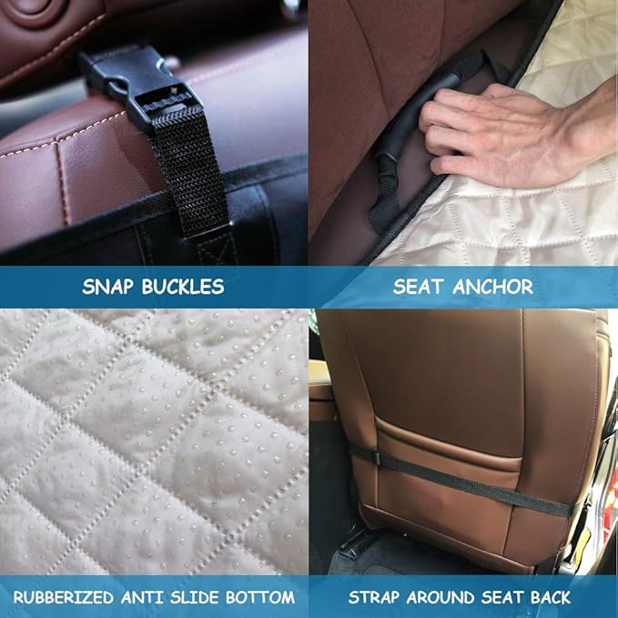 Dog Car Seat Covers 100% Waterproof Car Seat Protector for Pets Front Seat Scratch Proof Non-Slip Durable for Cars,Trucks & SUVs (Cream)