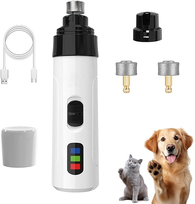 Silent Groom Pro Dog Nail Grinder, Quiet & Safe Pet Nail Grinder and Trimmer, Professional Low Noise Nail Clipper Alternative for Dogs (1+2*Replacement Header)