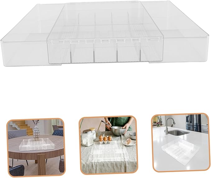 Cabilock Organizer Expandable Cutlery Drawer Organizer Acrylic Serving Utensils Case for Kitchen
