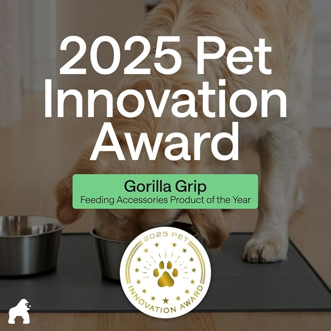 GORILLA GRIP 100% Waterproof Raised Edge BPA Free Silicone Pet Feeding Mat, Dog Cat Food Mats Contain Spills Protects Floors, Placemats for Cats and Dogs Water Bowl, Pets Accessories 18.5x11.5 Green
