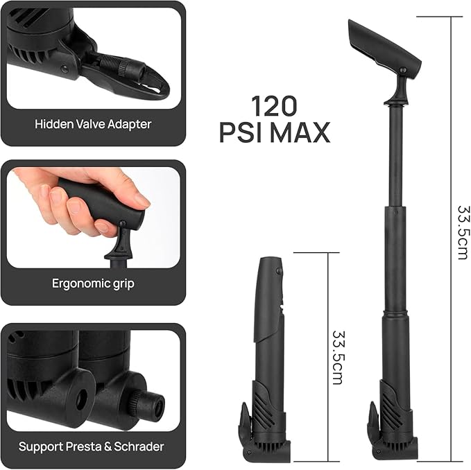 Bicycle Repair Kit with Pump & LED Light — 16-in-1 Portable Bike Tool Bag, Glueless Patches, Multi-Tool & Wrench Set for Road, Mountain & Camping Rides