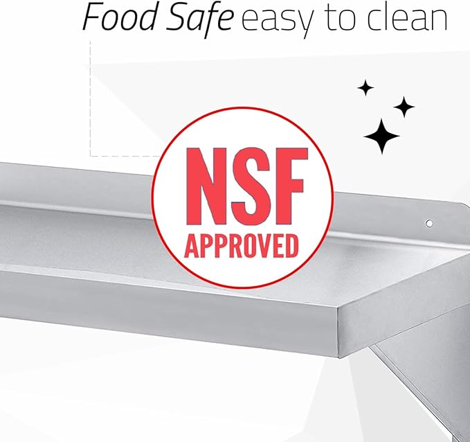 DuraSteel Stainless Steel Shelf - 36 Inch Wide x 14 Deep Commercial NSF Mounted Metal Wall Shelf Pantry Organizer Garage Storage Shelves - Rack Shelving Restaurant Kitchen Units Laundry Utility Room