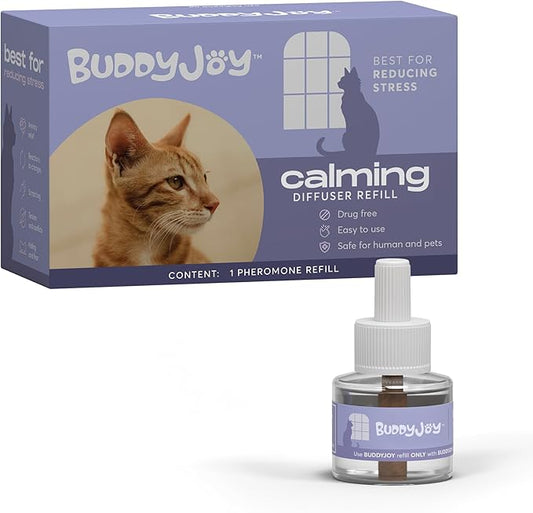 Cat Calming Diffuser Refills – Long-Lasting 30-Day Formula with Pheromones for Stress Relief, Relaxation, and Anxiety Reduction in Cats Easy to Use – (1 Refill)