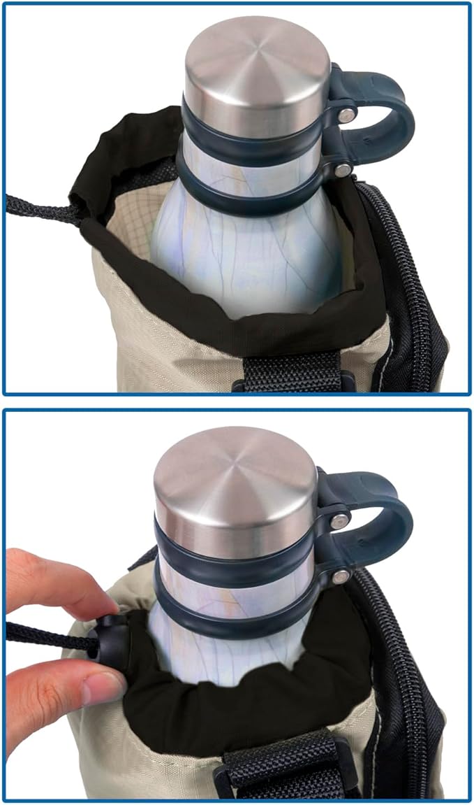 Trail maker Water Bottle Carrier Bag with Strap, Phone Pocket for Walking, Runs, Bike, Stainless Steel, Glass, Plastic