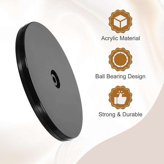 uxcell 2Pack Acrylic Lazy Susan Turntable, 6" Spinner Lazy Susan Turntable Organizer, Acrylic Ball Bearing Rotating Tray for Pantry Spice Rack Decorating, Black