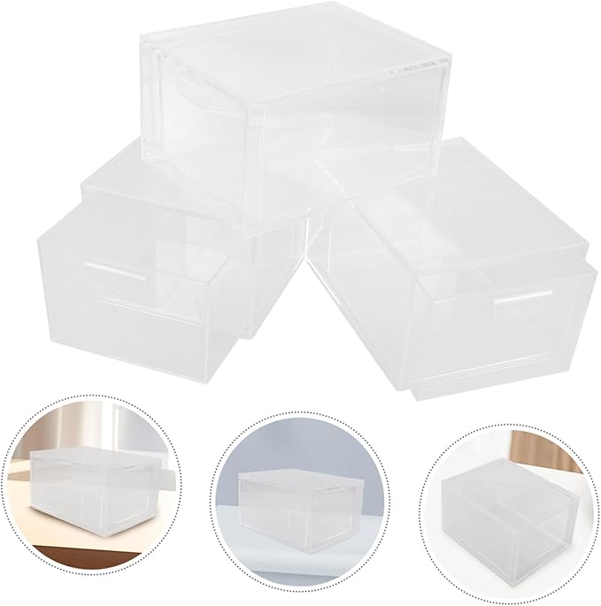 Tofficu 3pcs Stackable Acrylic Makeup Organizer Storage Bins Lids Desk Accessory for Vanity Bathroom and Desk