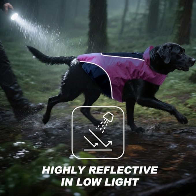 TSPRO Premium Dog Raincoat for Small/Medium Dogs, Waterproof Nylon, Reflective Strips, Easy-On Adjustable Hook & Loop Fastener, Leash Hole for Outdoor Walks (Pink, L)